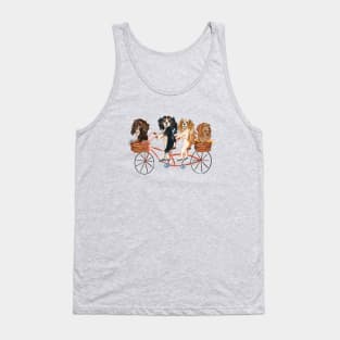 Four Cavalier King Charles Spaniels Riding a Bike Tank Top